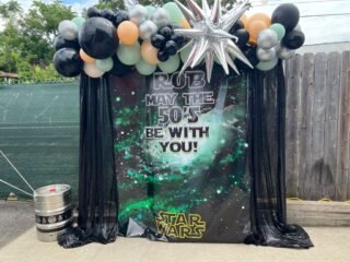50th birthday Star Wars Backdrop & Balloon Garland