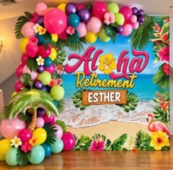 luau-retirement-backdrop-balloongarland