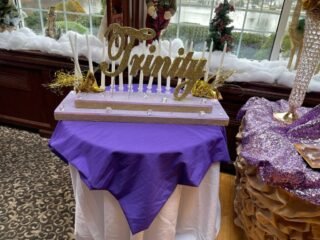 lavender and gold sweet 16 candelabra