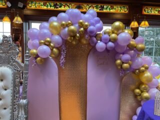 lavender and gold balloon garland