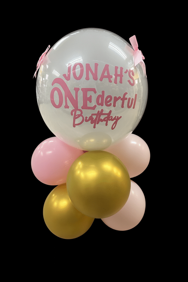 Custom Birthday Balloon Bouquet Structure with Bows the brat shack