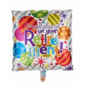 Colorful Happy Retirement Square Balloon 18in The Brat Shack