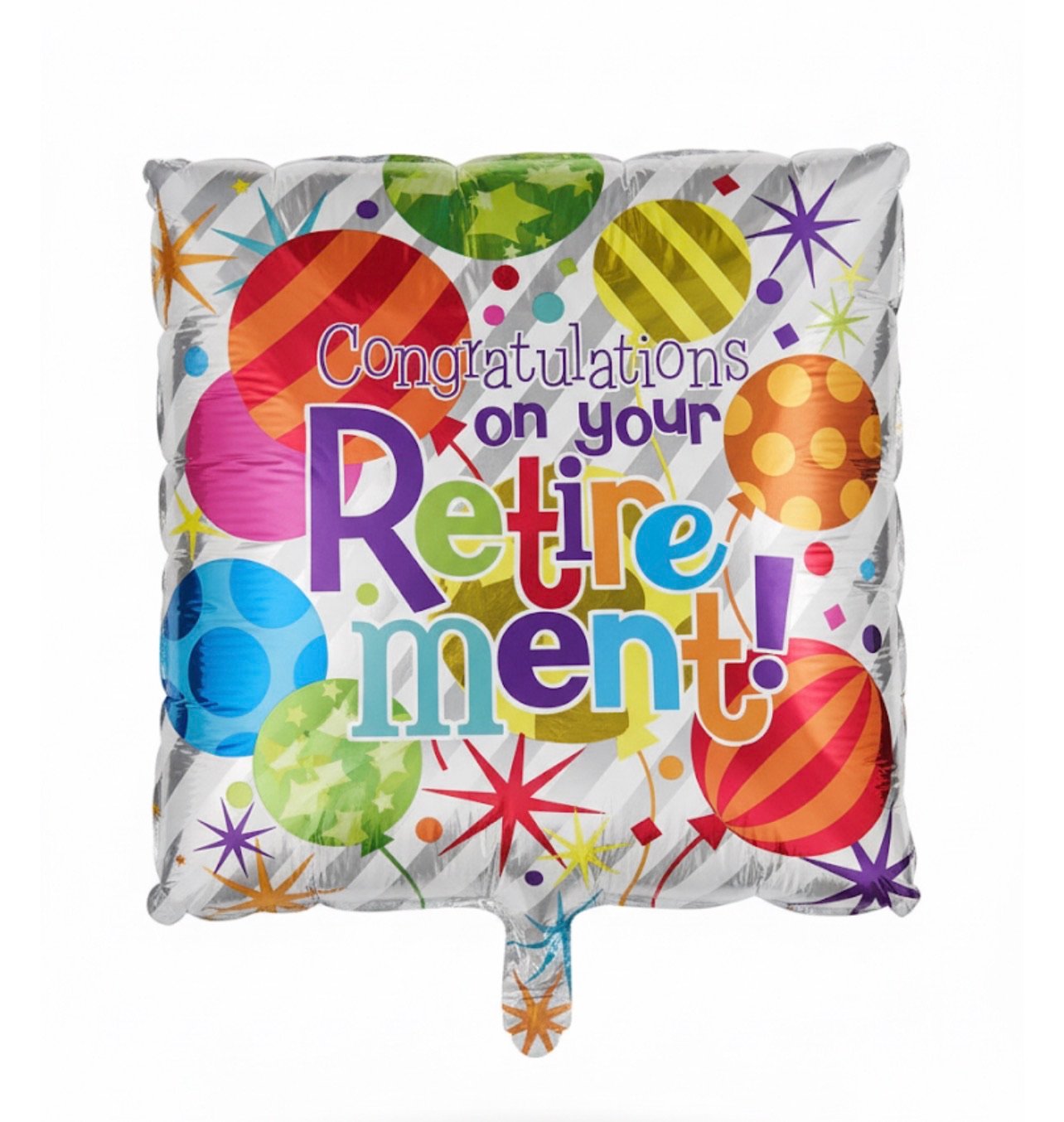 Colorful Happy Retirement Square Balloon 18in The Brat Shack