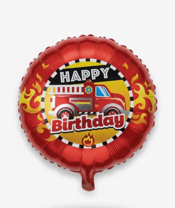 Happy Birthday Fire Truck Firefighter theme Balloon 18in Mylar The Brat Shack