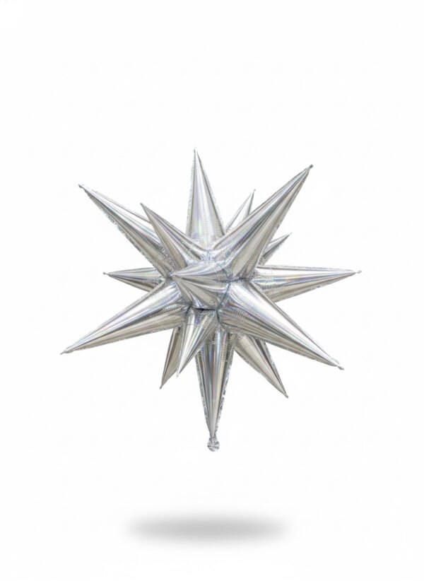 Large Silver Starburst Mylar Balloon