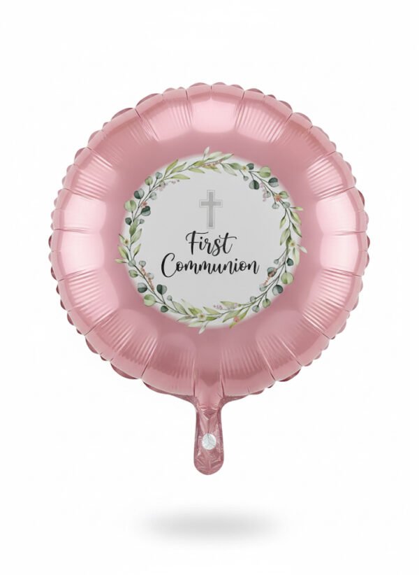 Pink and Silver First Communion balloon