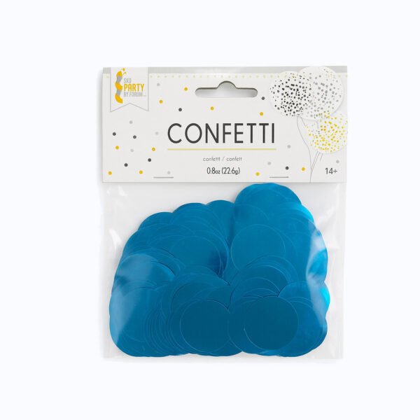 Blue round metallic confetti pack, 0.8 oz, the brat shack