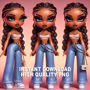Girl with Jeans and Braids - Instant Digital Download The Brat Shack