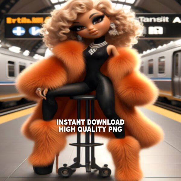Girl with Orange Fur and Blonde Curly Hair - instant download The Brat Shack