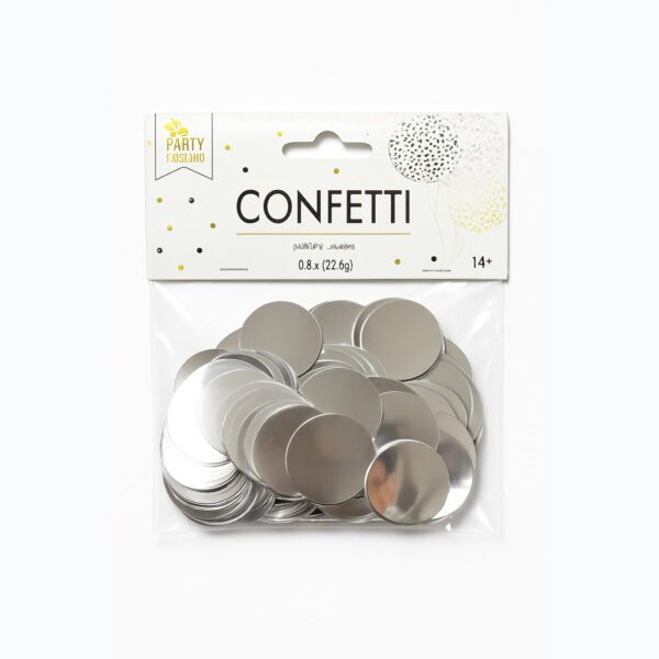 Silver round metallic confetti pack, 0.8 oz, the brat shack