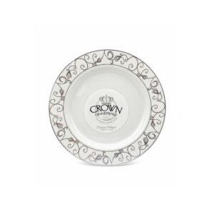 white 7 inch plate with silver swirl