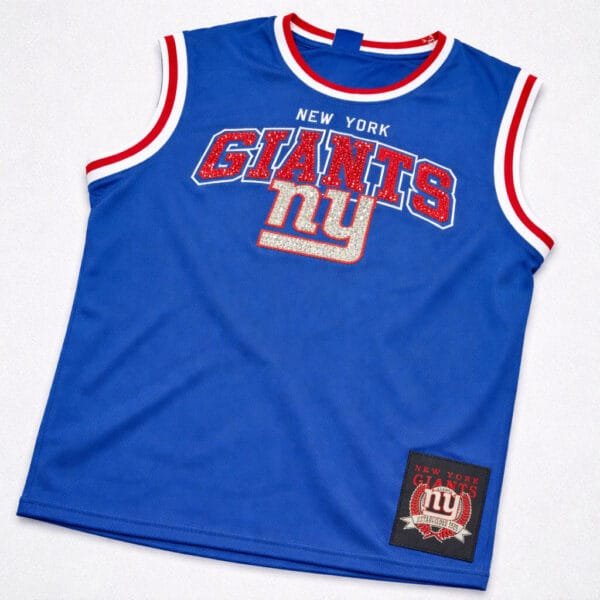 blinged out blue football jersey
