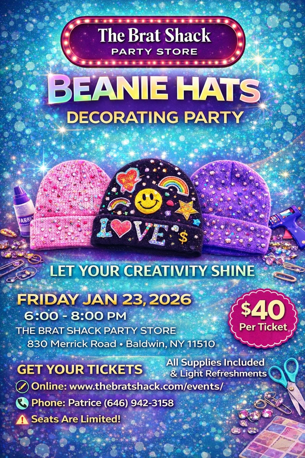 Beanie decorating class the brat shack