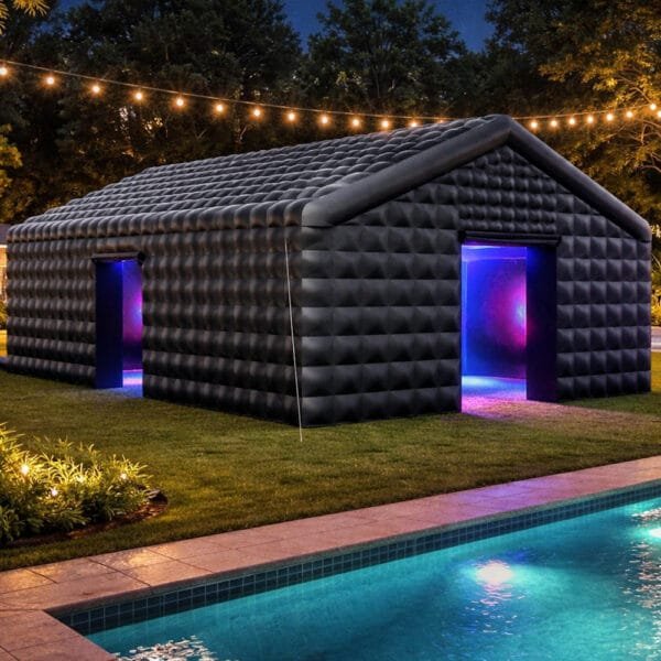 An inflatable night club for rent from The Brat Shack Party Store.