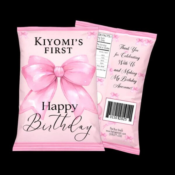 Pink Bow Chip Bag favors the brat shack