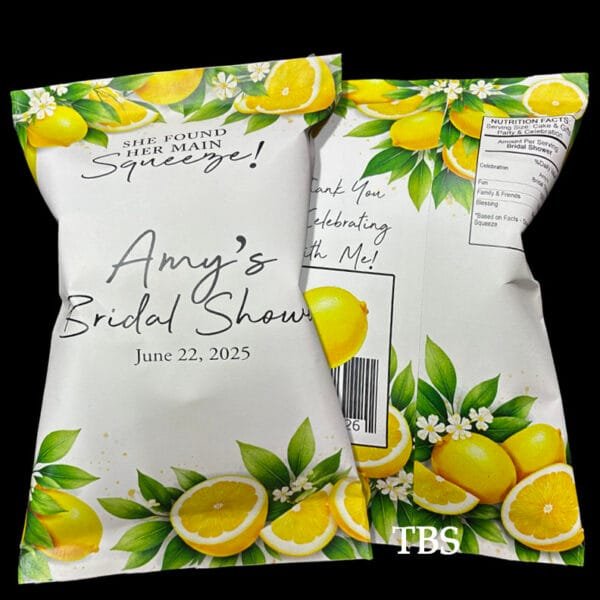 Lemon theme bridal shower chip bags