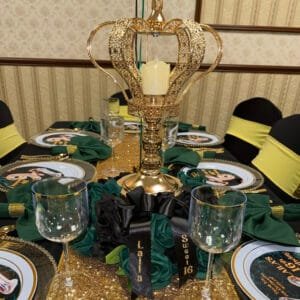 Crown Centerpiece with Custom Silk Flower Arrangement – Rental