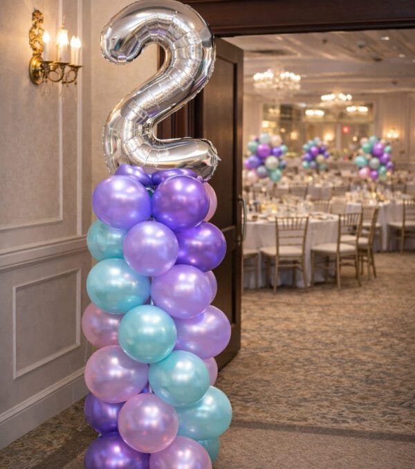 balloon column for birthday The Brat Shack