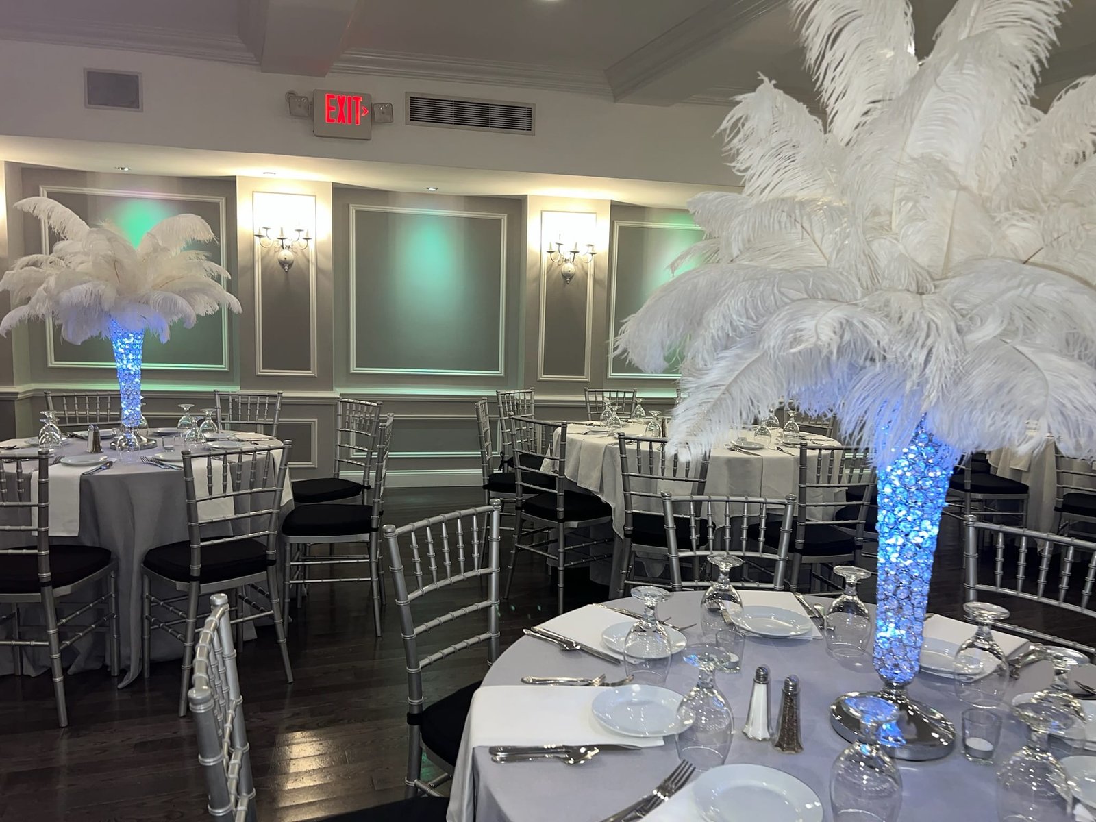 ostrich feather centerpiece with lights
