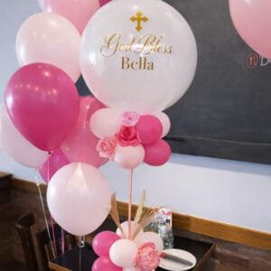 custom elegant balloon for communion God Bless