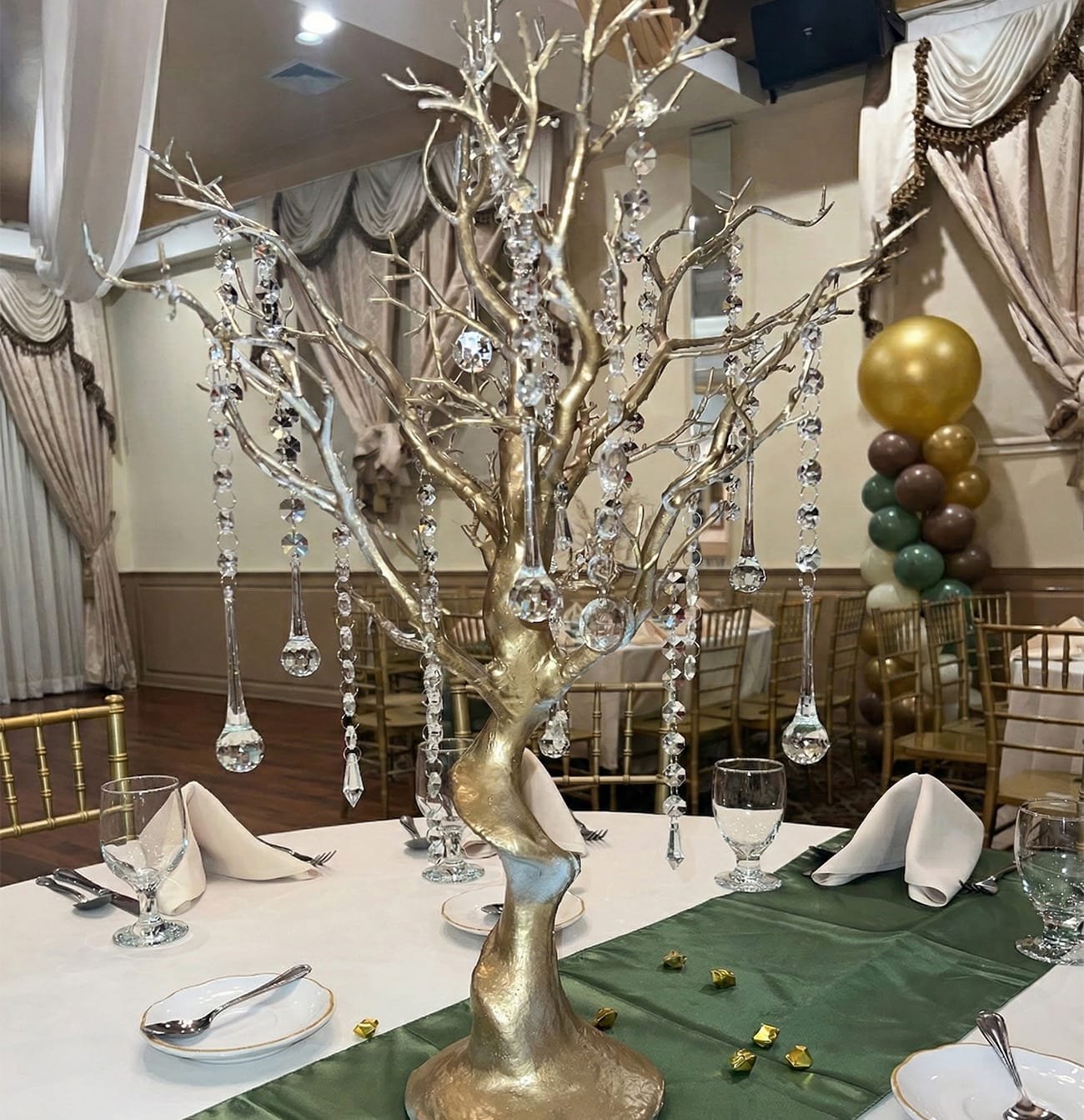 Gold Manzita Tree with hanging crystals