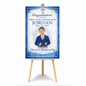 Plaid Blue Design Religious Welcome Sign 