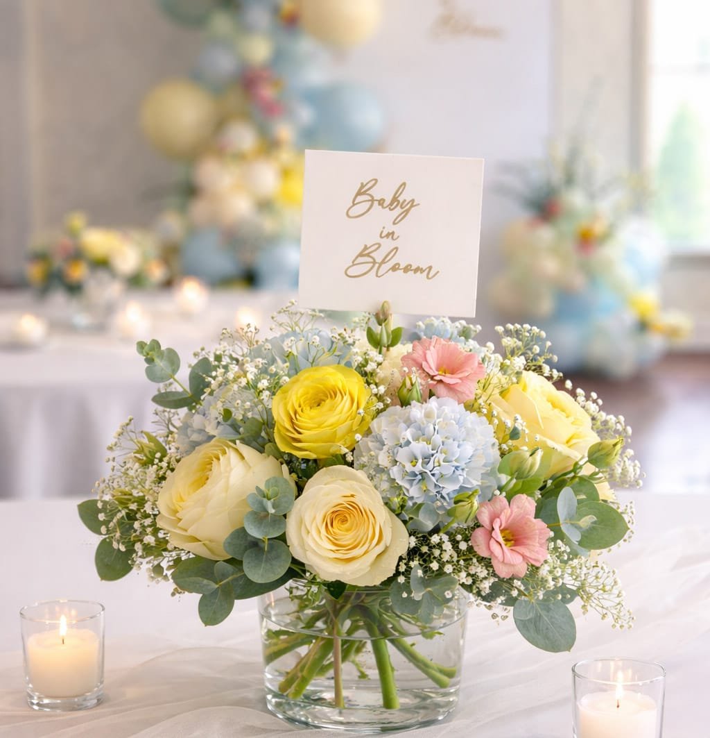 Baby in Bloom Floral centerpiece