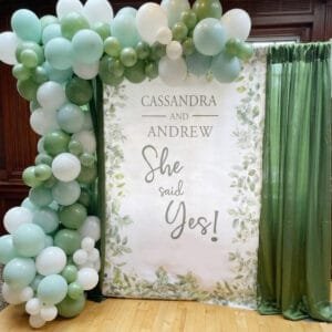 she said yes engagement backdrop