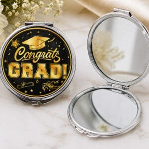 black & gold Graduation Mirror Compact Favor The Brat Shack