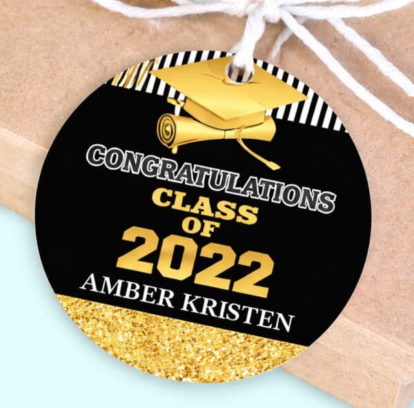 Black & Gold Graduation Favor Tag