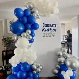 graduation backdrop balloon wall with garland