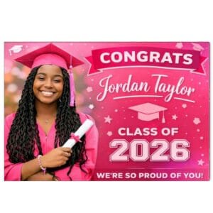 custom photo Pink Graduation label