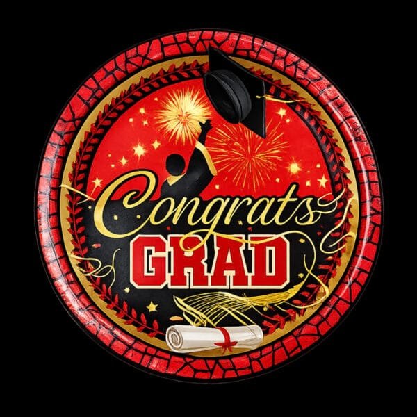 graduation red paper plates