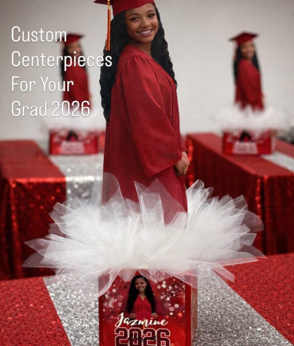 graduation photo centerpiece- wtih tulle