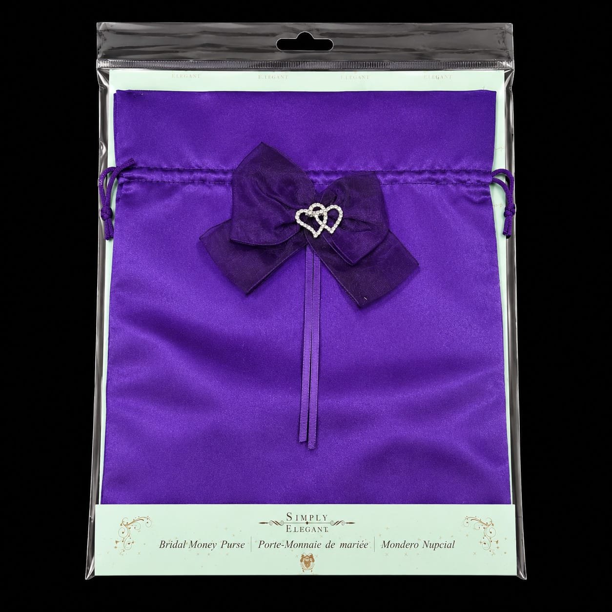 purple bridal money purse bag