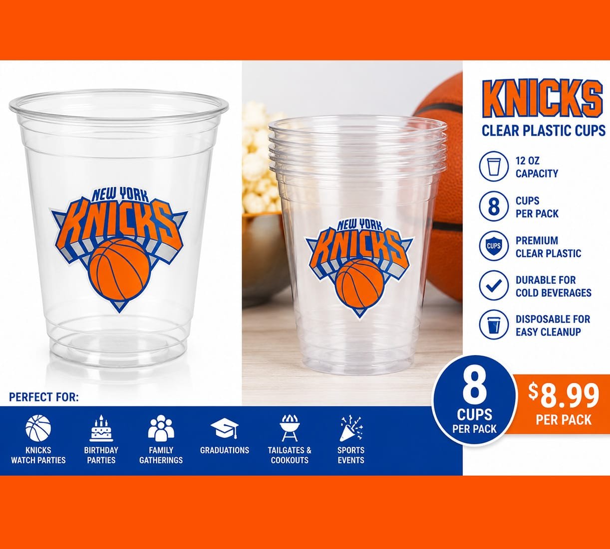 Knicks disposable cups