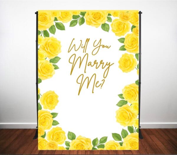 Yellow Rose "Will You Marry Me?" Proposal Backdrop