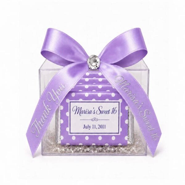 personalized lavender Hershey miniature Favor box for sweet 16