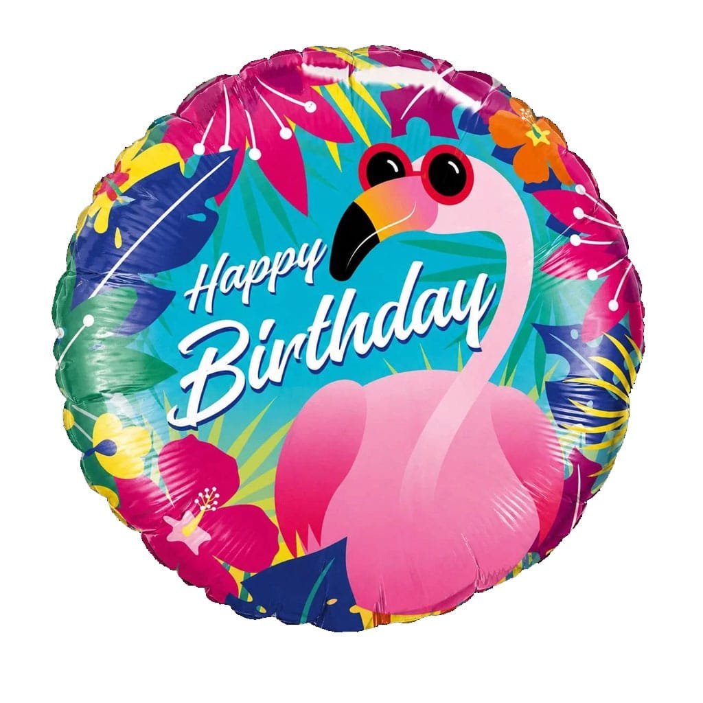Happy Birthday Flamingo Mylar Balloon