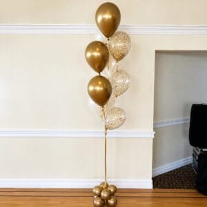Elegant Gold confetti and Pearl Balloon Bouquet