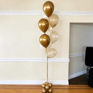 Elegant Gold confetti and Pearl Balloon Bouquet