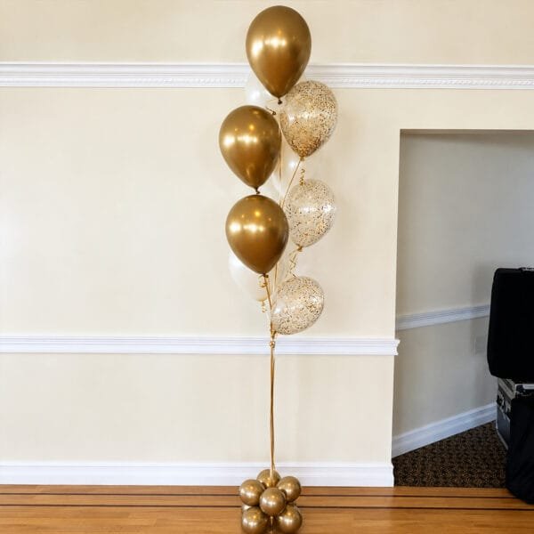 Elegant Gold confetti and Pearl Balloon Bouquet