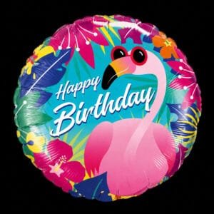 Happy Birthday Flamingo Mylar Balloon