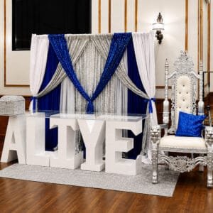 Backdrop, name table & Throne chair