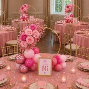 ring-balloon-flower-centerpiece-pink