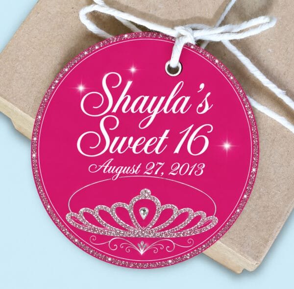 sweet 16 tiara-favor tag