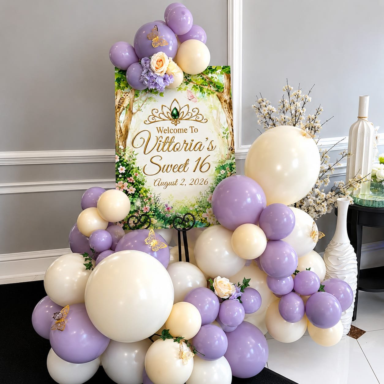 welcome sign_and balloon garland-large