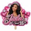 Glam personalized Sweet 16 photo hand fan