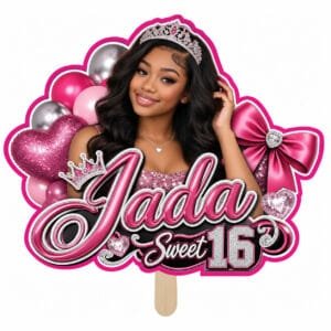 Glam personalized Sweet 16 photo hand fan