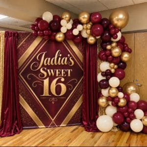 Sweet 16 Backdrop & Balloon Garland Package